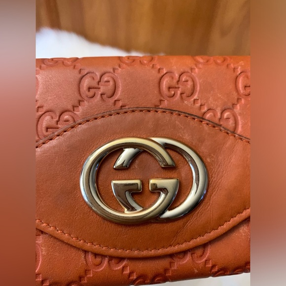 Sold💖Authentic Gucci Bifold Long Leather Wallet in 🍊 - Picture 7 of 14